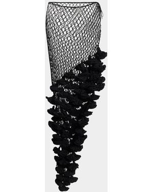 Alaïa Floral Applique Crochet Net Maxi Skirt - Multicolor