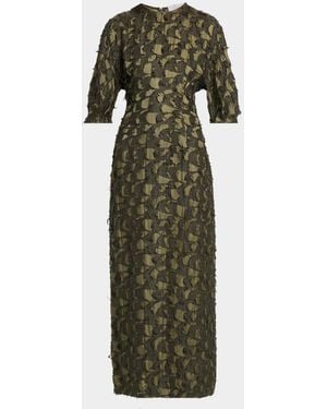 Gabriela Hearst Coretta Fil Coupé Silk-Wool Maxi Dress - Green