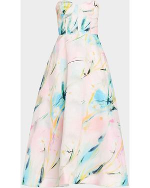 As It May Mika Strapless Jacquard Midi Dress - Blue