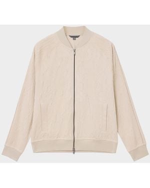 John Varvatos Evie Tonal Embroidered Bomber Jacket - Natural