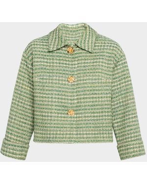 Carolina Herrera Boxy Cotton-Blend Crop Jacket - Green