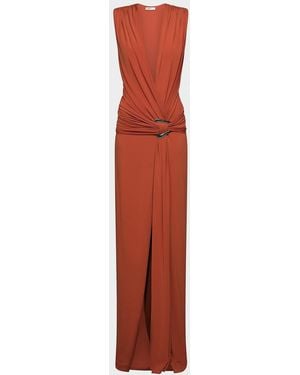 Et Ochs Jil Plunging Draped Column Gown - White