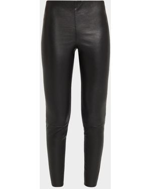 Alice + Olivia Lennox Mid-Rise Leather Leggings - Gray