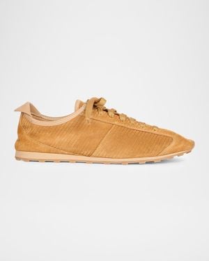 Jacquemus Apos;S Les Tennis Corduroy-Embossed Suede Sneakers - Natural