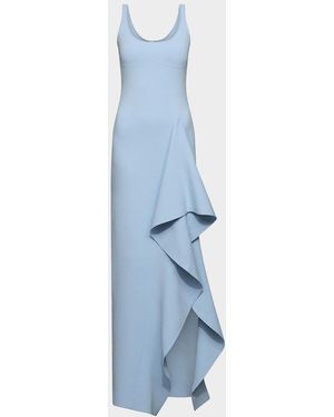 Cynthia Rowley Drew Fine-Knit Ruffle Scoopneck Gown - Blue