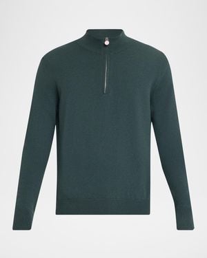 Kiton Apos;12Gg Cashmere Mock Neck Quarter-Zip Sweater - Green