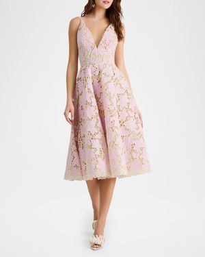 HELSI Gemma Floral Embroidered Midi Cocktail Dress | Lyst