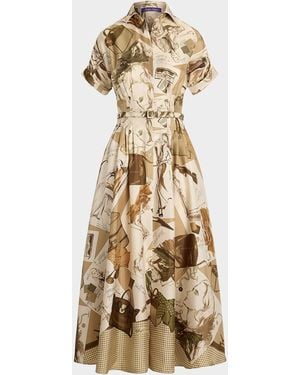 Ralph Lauren Donatella Multi Diary Of A Collection Silk Shirtdress - Metallic