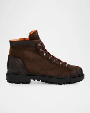 Santoni Apos;S Suede Hiking Boots - Brown
