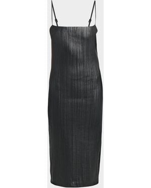 Tom Ford Leather Ribbed Midi Dress - Multicolor