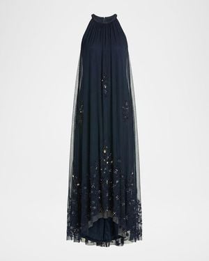 Mac Duggal Embellished Tulle Trapeze Gown - Blue