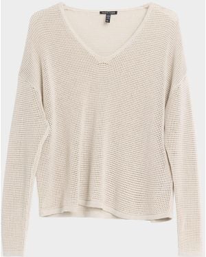Eileen Fisher Scoopneck Open-Knit Sweater - Natural