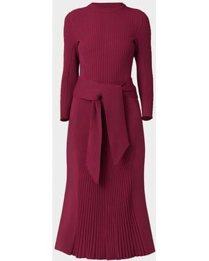 Shoshanna Sam Tie-Waist Rib Knit Mermaid Midi Dress - Purple