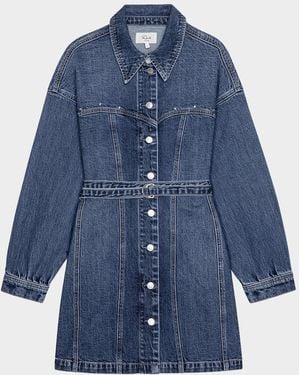 Rails Montant Stretch-Denim Belted Mini Dress - Blue