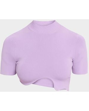 Christopher Esber Maparadita Asymmetric Wavy Crop Top - Purple
