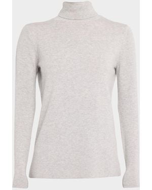 Neiman Marcus Cashmere Basic Turtleneck Top - White