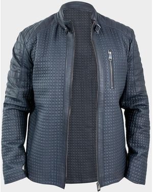 Maceoo Apos;S Braille Quilted Leather Jacket - Blue