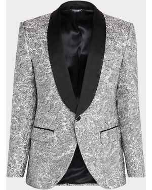 Dolce & Gabbana Apos;S Floral Lamé Single-Breasted Jacket - Gray