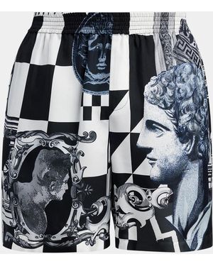 Versace Medusa Collage Silk Twill Shorts - Black