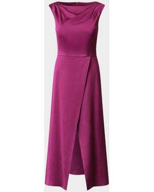 Kay Unger Ginger Sleeveless Hammered Charmeuse Midi Dress - Purple