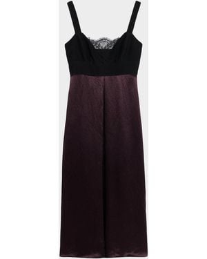 Maria McManus Sleeveless Lace Bustier Silk Midi Dress - Black