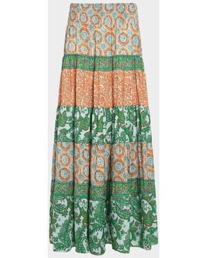 Ramy Brook Dorotha Tiered Maxi Skirt - Green