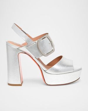 Santoni Bruxel Metallic Buckle Platform Sandals - Gray
