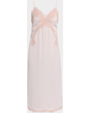Rag & Bone Ann Embroidered Satin Slip Dress - Pink