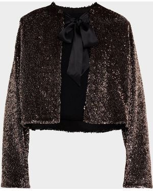 Veronica Beard Bancroff Embellished Tie-Neck Jacket - Black