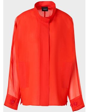 Akris Huma Silk Georgette Oversized Parka Jacket - Red