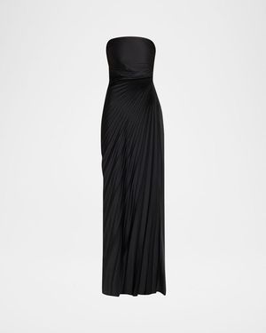 chinese dress ladies Bianca Strapless Pleated Maxi Dress