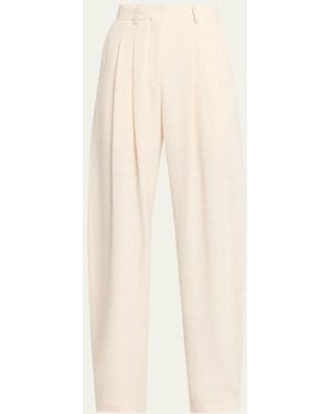 Nanushka Seka Cotton Linen Tweed Tapered Tailoring Pants - Natural