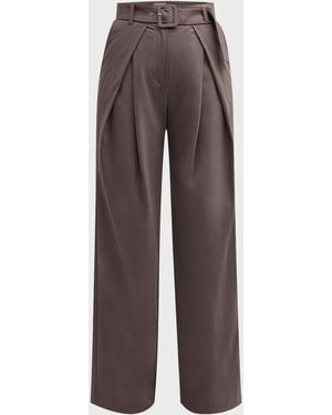Eleventy High-Rise Pleated Pants - Brown