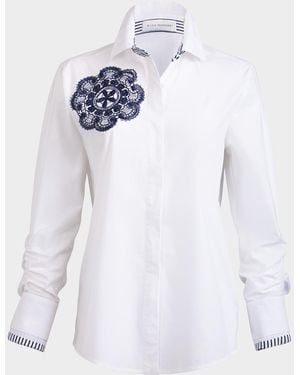 Silvia Tcherassi Karis Embroidered Button-Front Blouse - White