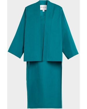 Alaïa Asymmetric High-Low Open Jacket - Blue