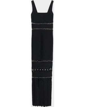 Hervé Léger The Ines Beaded-Cutout Fringe Gown - Black