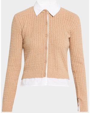 NAADAM Cable-Knit Mixed Media Cardigan - Natural