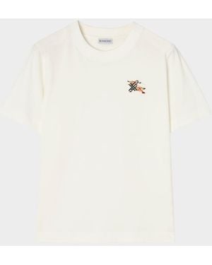 Burberry Frankie Check Cotton T-Shirt - Natural