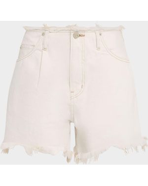 Moussy Ludlow Frayed Denim Shorts - Natural