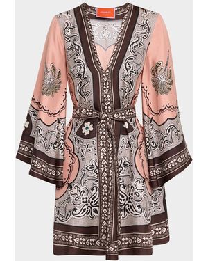 La DoubleJ Magnifico Long-Sleeve Silk Mini Dress - Pink