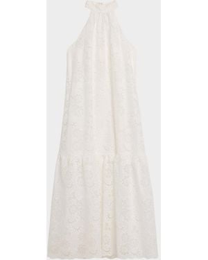 Emanuel Ungaro Meadow Floral-Embroidered Halter Midi Dress - White