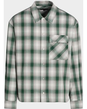 Represent Apos;S Waffle Flannel Snap-Front Shirt - Green