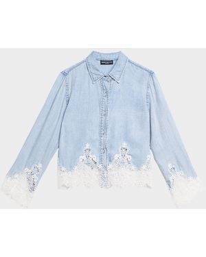 Generation Love Eli Denim Lace Shirt - Blue