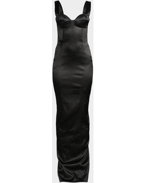 SAU LEE Palmela Sleeveless Satin Gown - Black