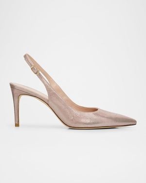 Stuart Weitzman 75Mm Stuart Power Leather Noir Slingback Pumps - White