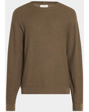 FRAME Textured Wool Crewneck Sweater - Green
