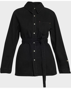 OSSOU Denim Cinch Shirt Jacket - Black