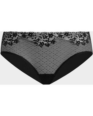 Commando Double Take Lace-Front Microfiber Bikini Briefs - Black