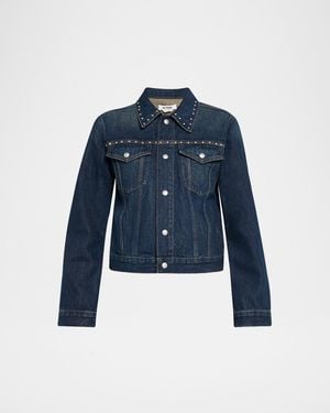RE/DONE Studded Baby Trucker Jacket - Blue