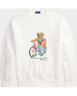 Polo Ralph Lauren Preppy Polo Bear Fleece Crewneck Sweatshirt - White